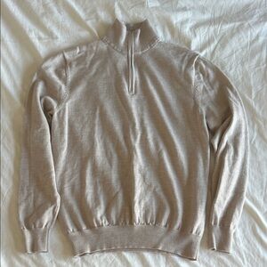 Suitsupply Beige Zip-Up Sweater